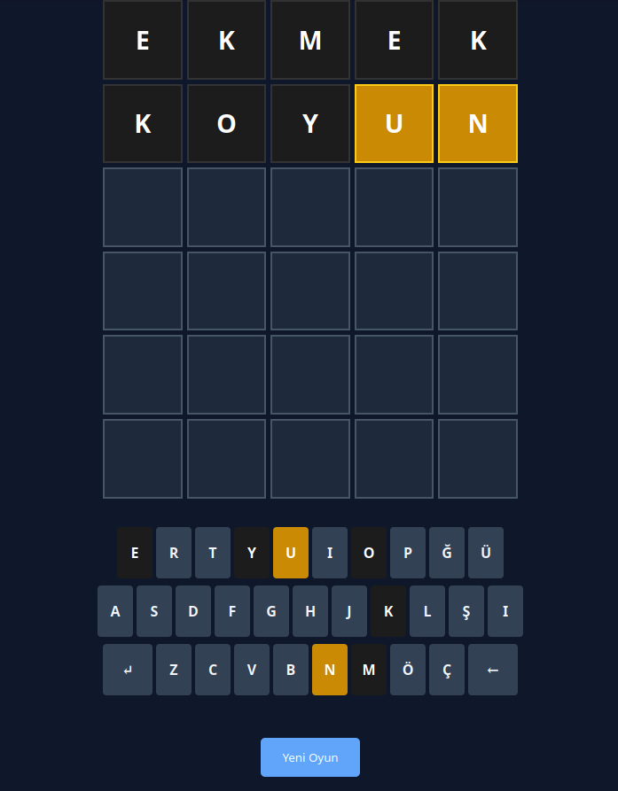 Wordle Oyun Ekranı
